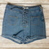 Side Zip Laced Front Jean Shorts