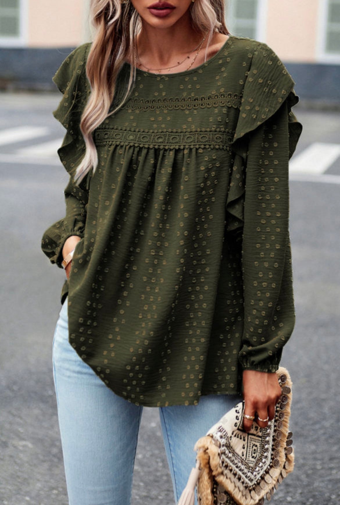 Long Sleeve Olive Blouse