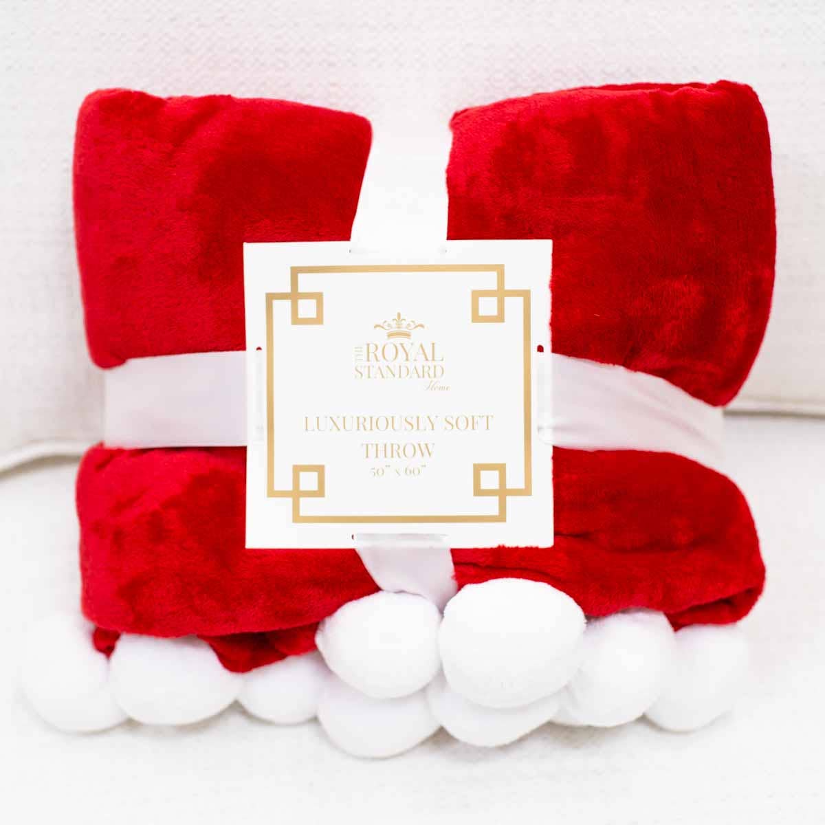 Santa Pom Pom Throw   Red/White   50x60