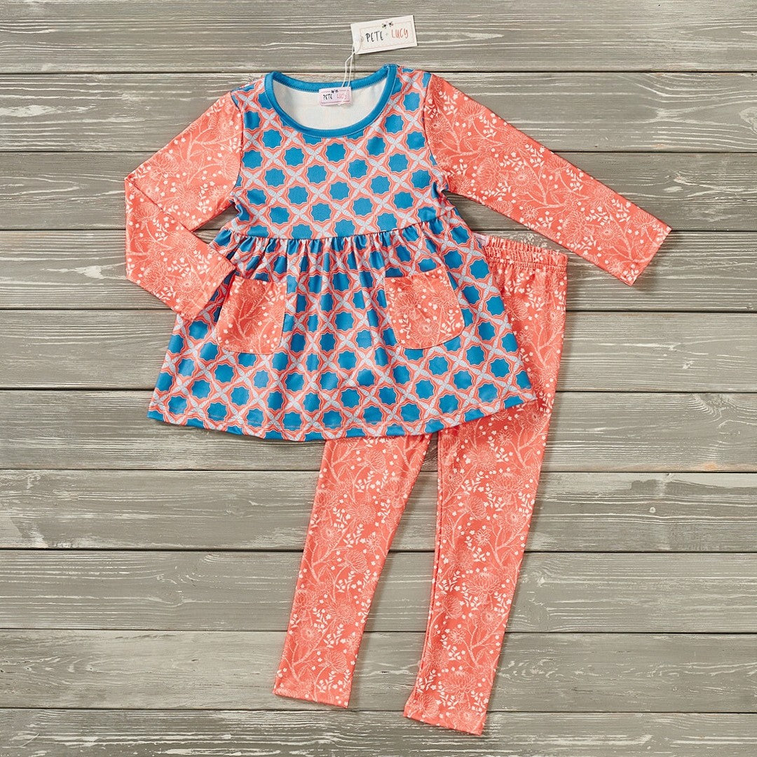 Girls Blue & Orange Winter 2 Piece