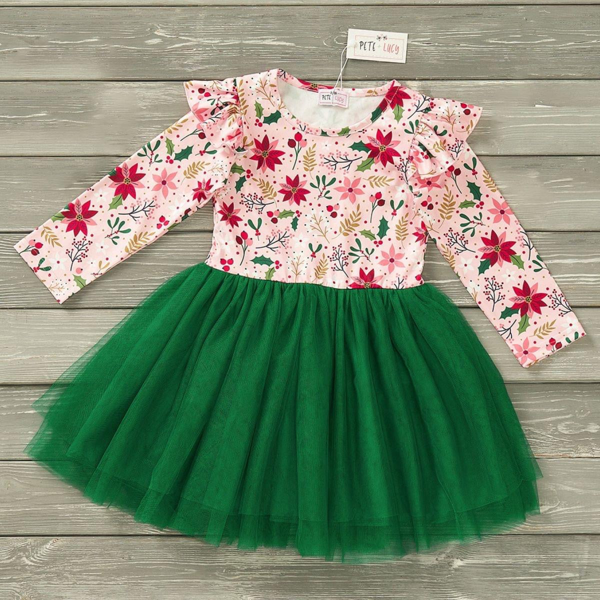 Girls Poinsettias Tulle Dress