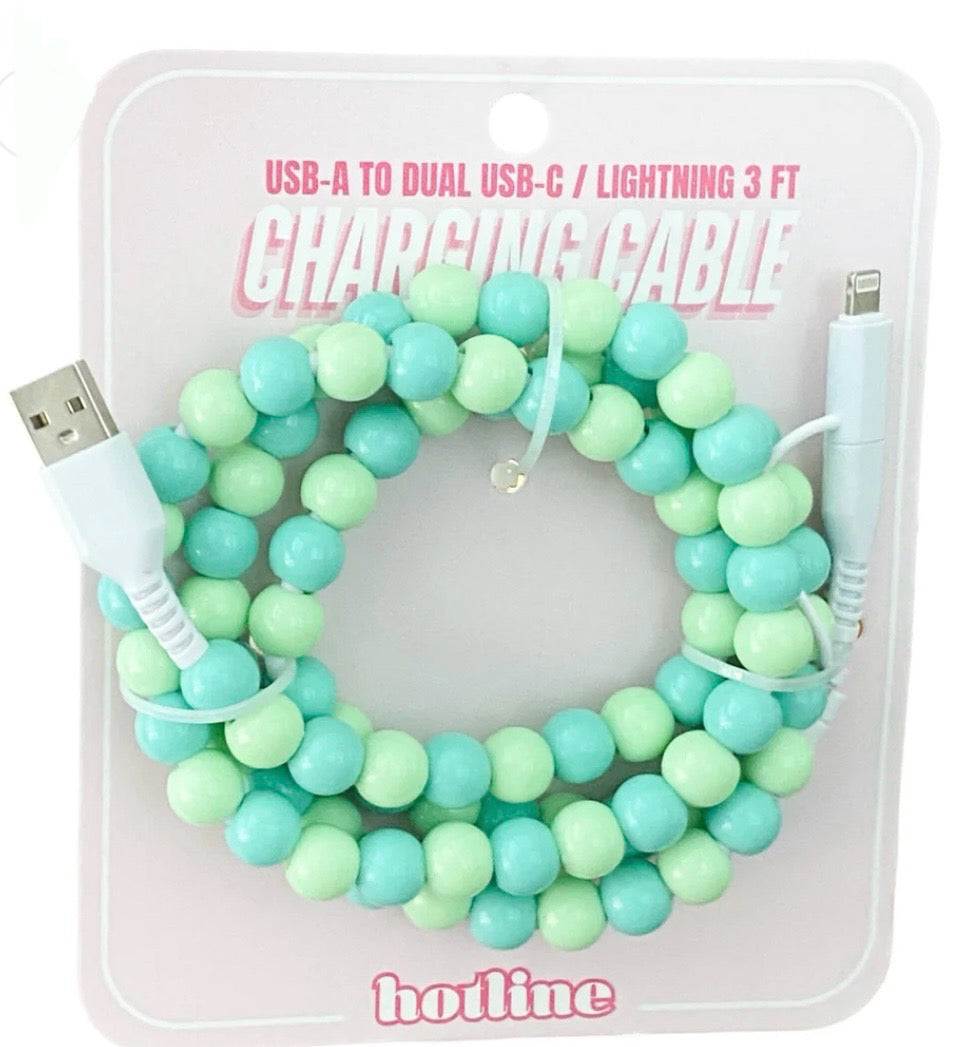 USB-A to Dual USB-C Lighting 3Ft Charging Cable