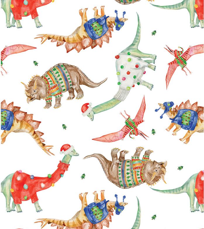 Festive Dinosaur Gift Wrap Roll